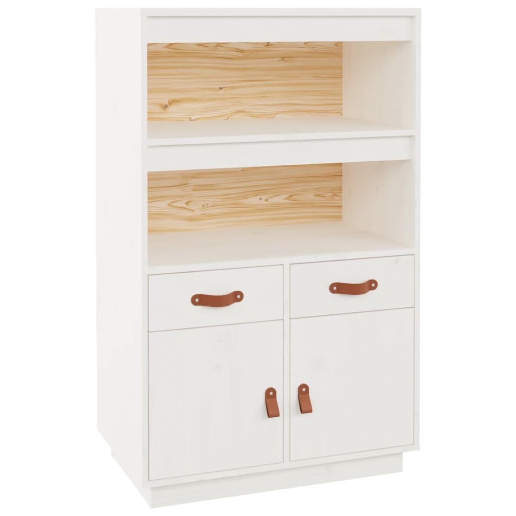 højskab 67x40x108,5 cm massivt fyrretræ hvid