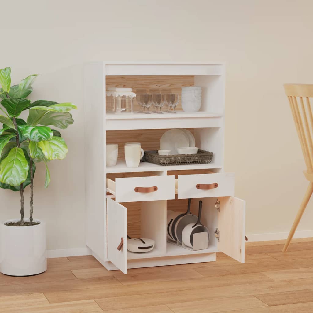 højskab 67x40x108,5 cm massivt fyrretræ hvid