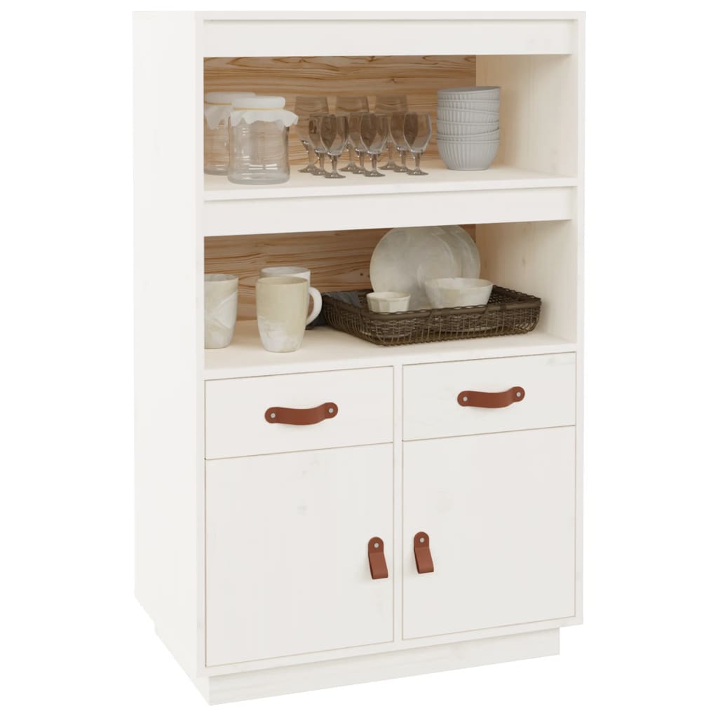 højskab 67x40x108,5 cm massivt fyrretræ hvid