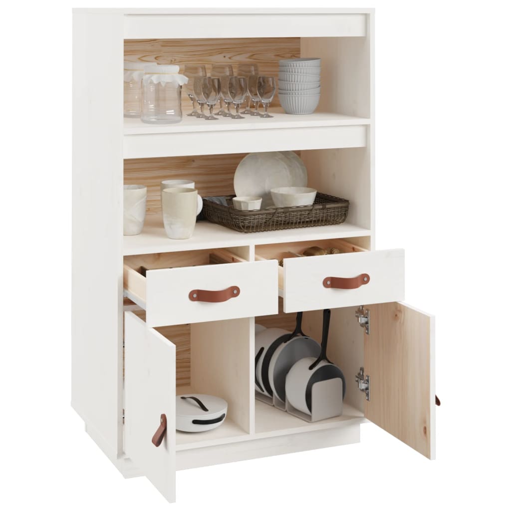 højskab 67x40x108,5 cm massivt fyrretræ hvid