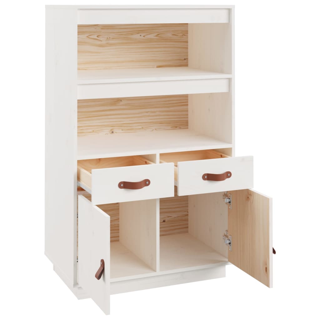 højskab 67x40x108,5 cm massivt fyrretræ hvid