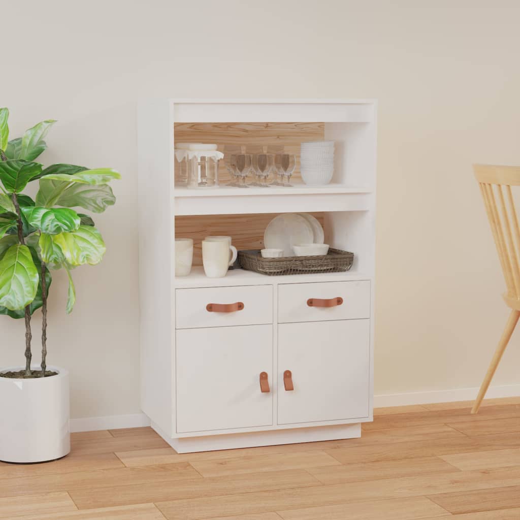 højskab 67x40x108,5 cm massivt fyrretræ hvid