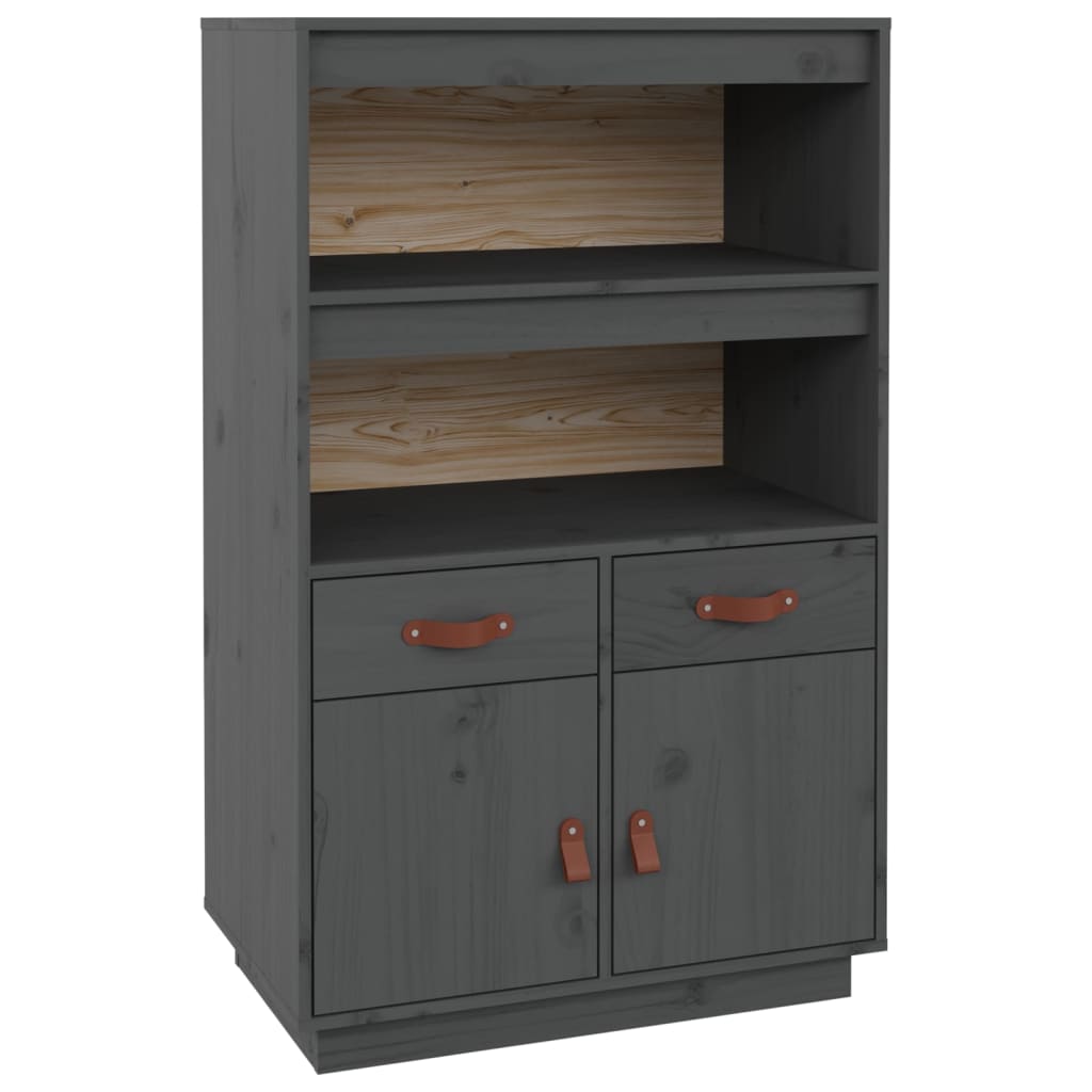højskab 67x40x108,5 cm massivt fyrretræ grå