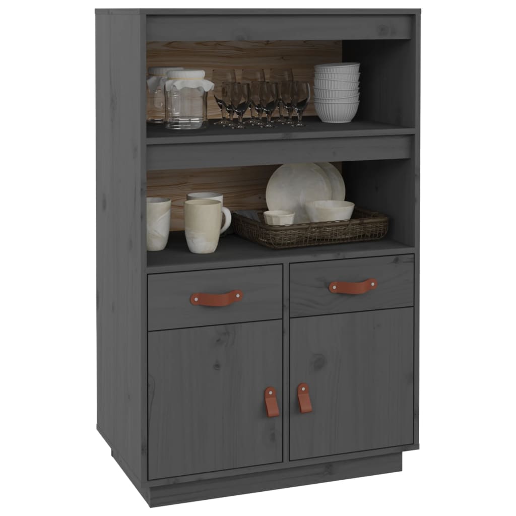 højskab 67x40x108,5 cm massivt fyrretræ grå