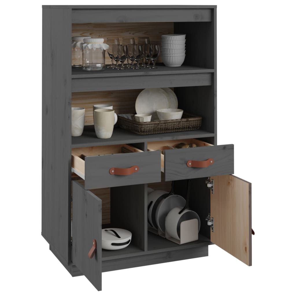højskab 67x40x108,5 cm massivt fyrretræ grå