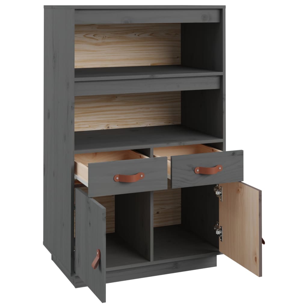 højskab 67x40x108,5 cm massivt fyrretræ grå