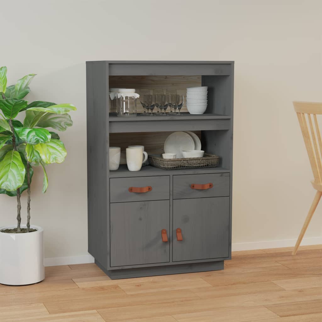 højskab 67x40x108,5 cm massivt fyrretræ grå
