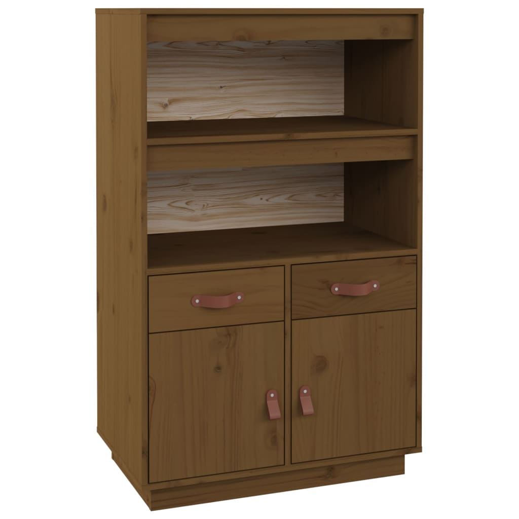 højskab 67x40x108,5 cm massivt fyrretræ gyldenbrun