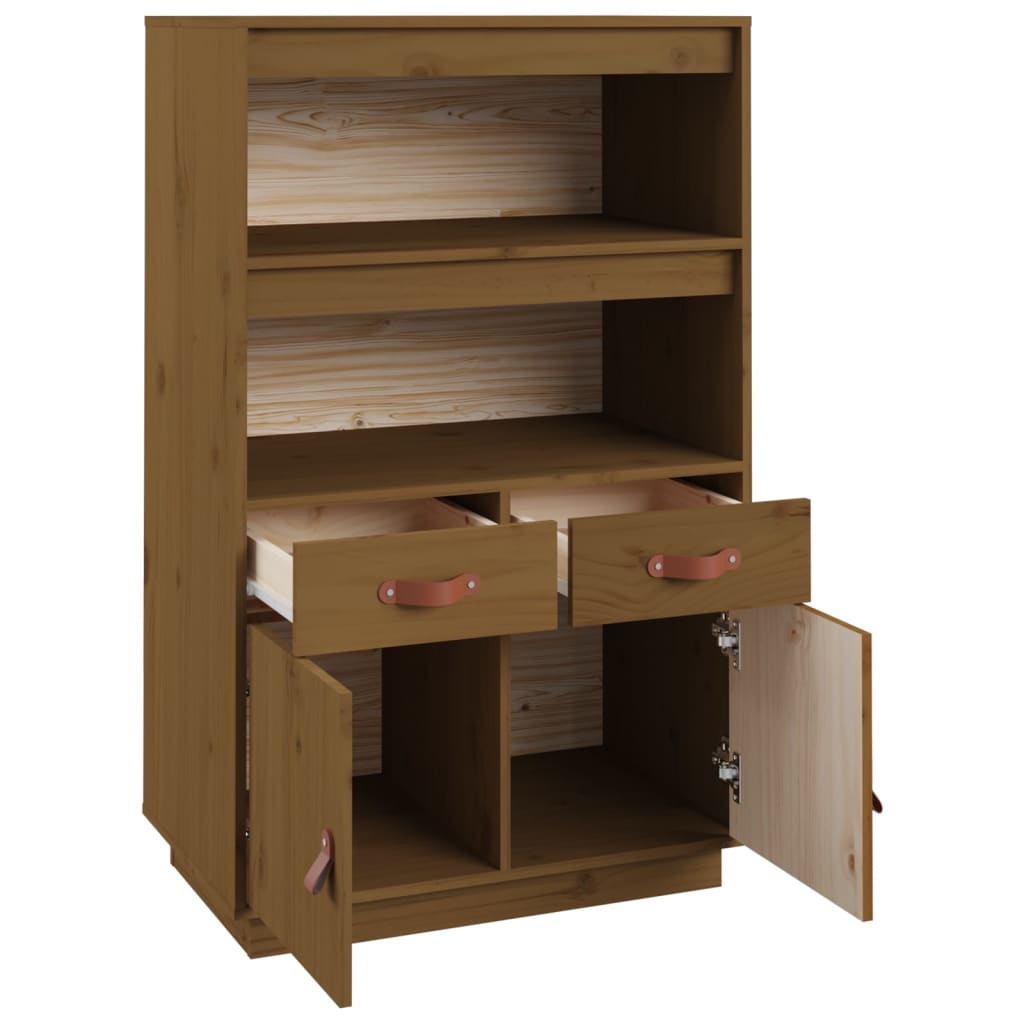højskab 67x40x108,5 cm massivt fyrretræ gyldenbrun