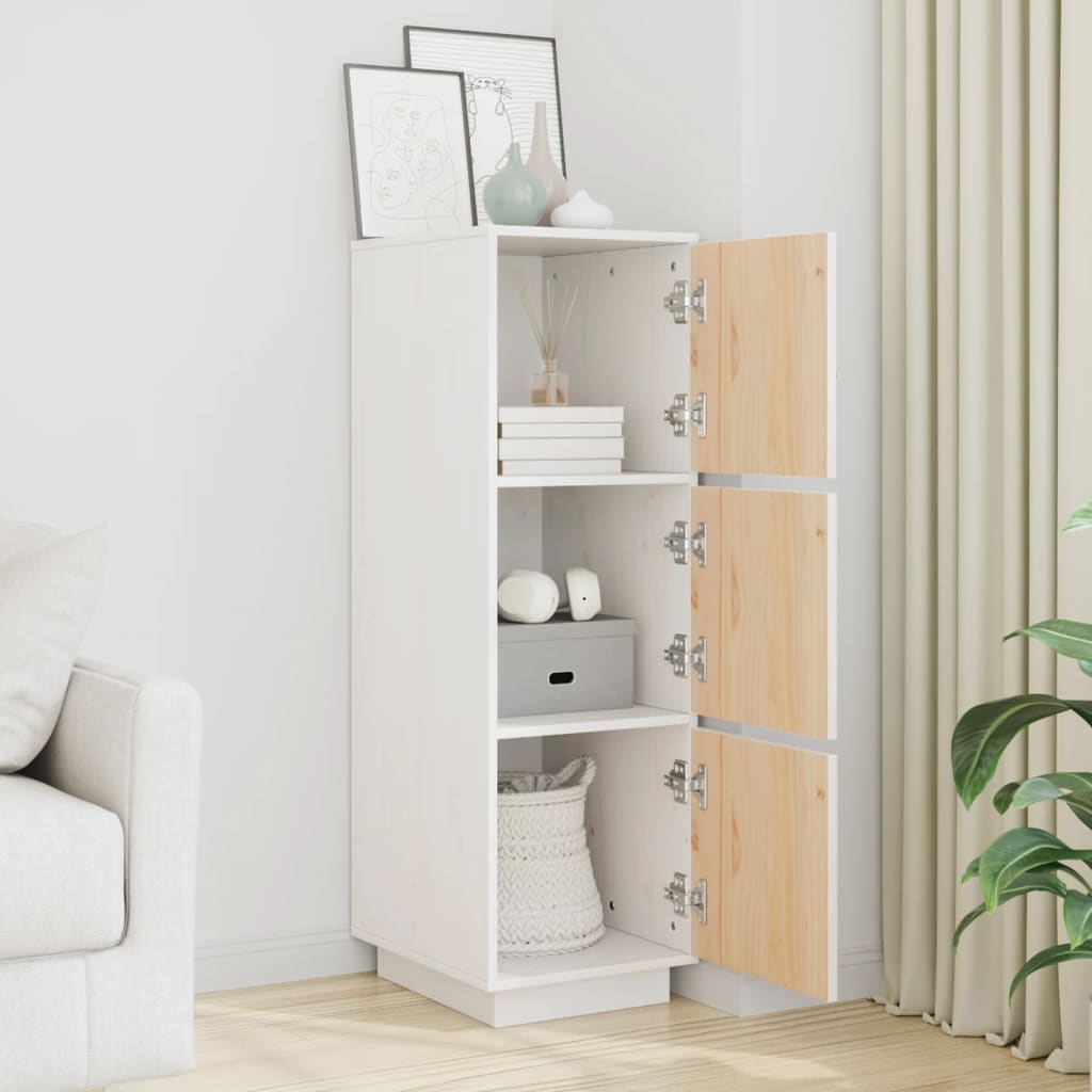 højskab 34x40x108,5 cm massivt fyrretræ hvid