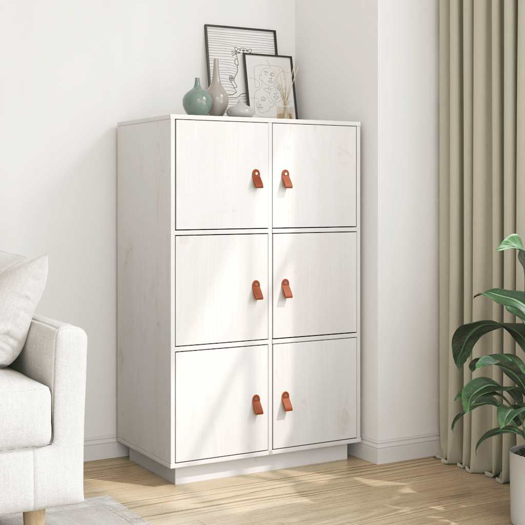 højskab 67x40x108,5 cm massivt fyrretræ hvid