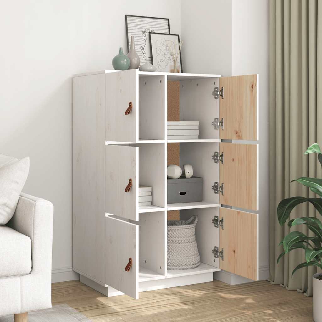 højskab 67x40x108,5 cm massivt fyrretræ hvid
