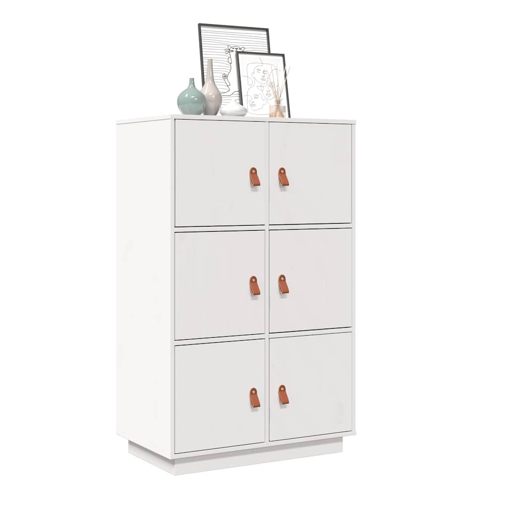 højskab 67x40x108,5 cm massivt fyrretræ hvid