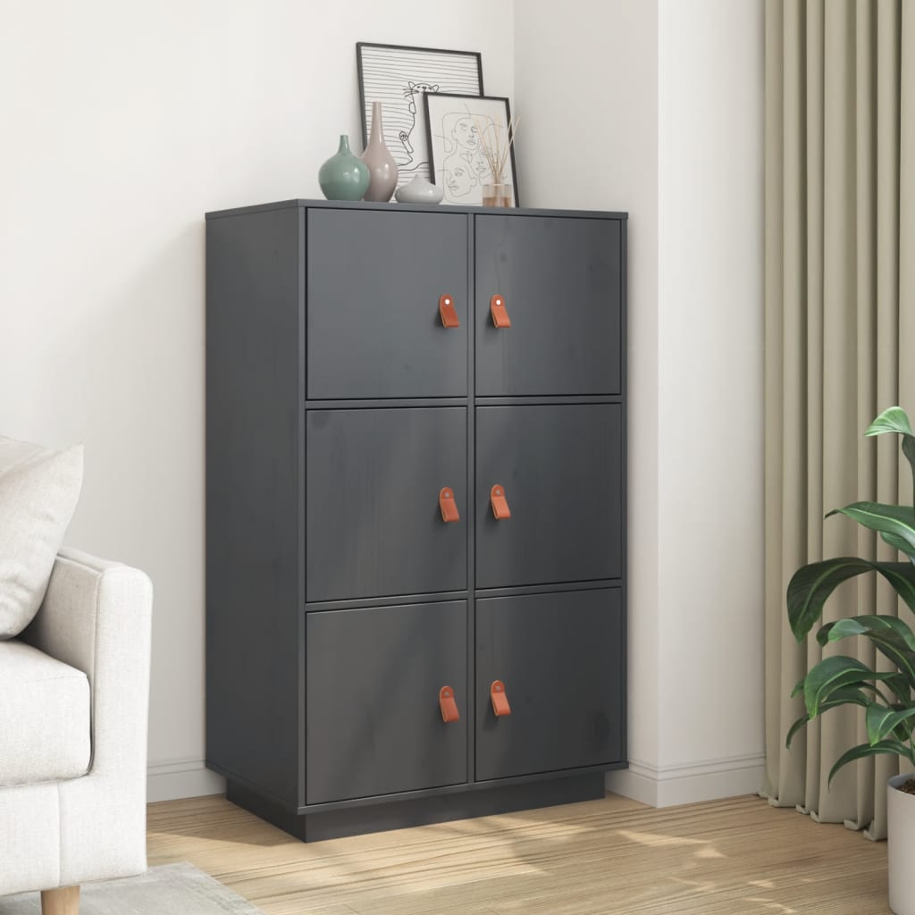 højskab 67x40x108,5 cm massivt fyrretræ grå