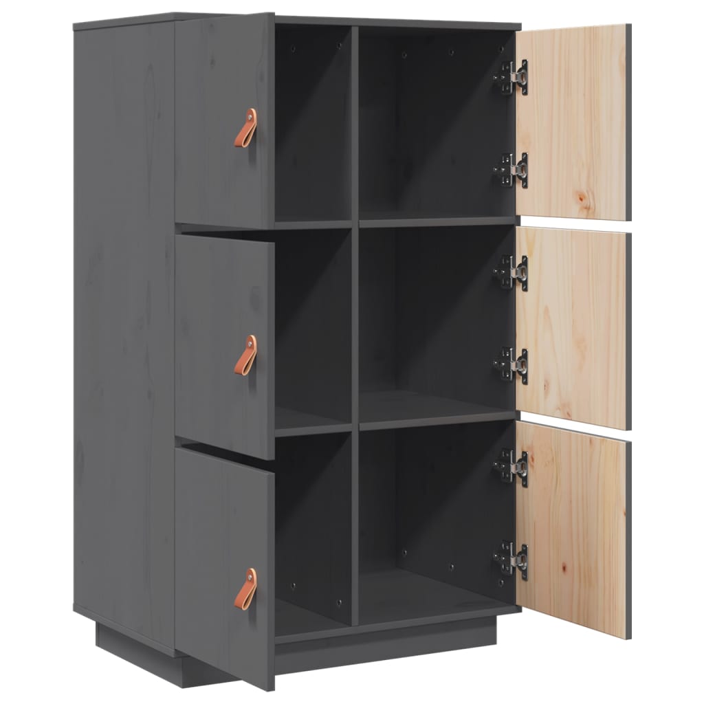 højskab 67x40x108,5 cm massivt fyrretræ grå