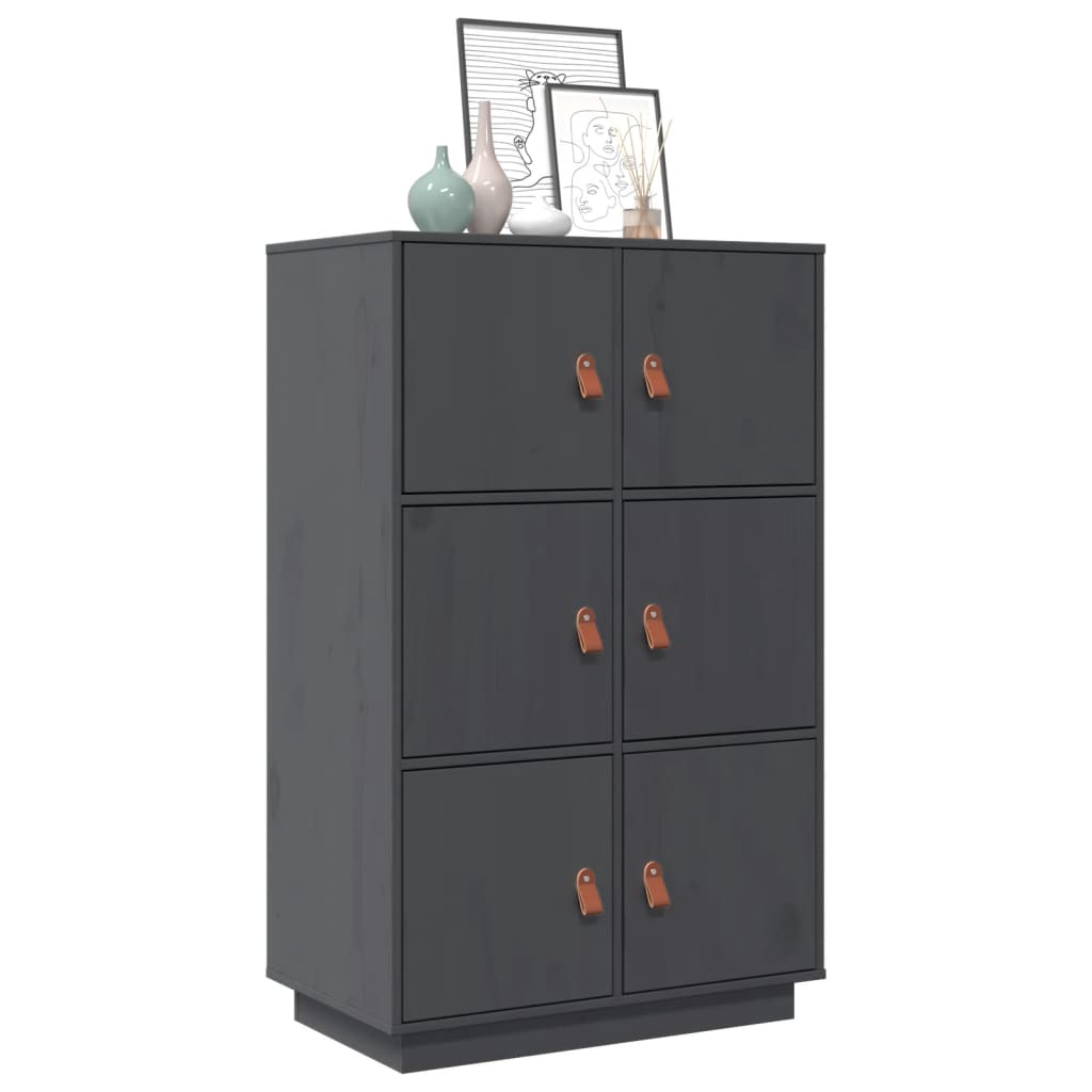 højskab 67x40x108,5 cm massivt fyrretræ grå