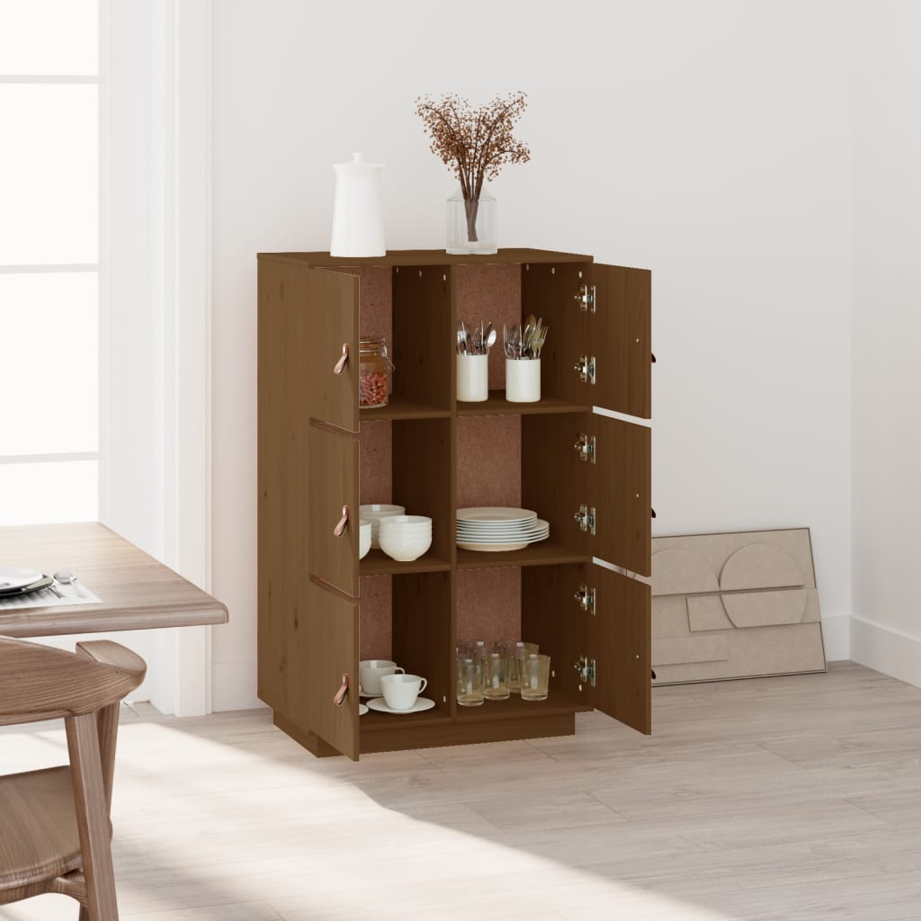 højskab 67x40x108,5 cm massivt fyrretræ gyldenbrun