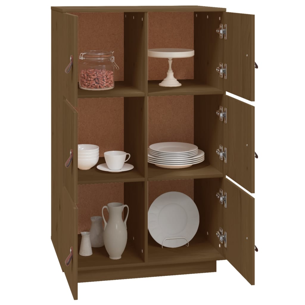 højskab 67x40x108,5 cm massivt fyrretræ gyldenbrun