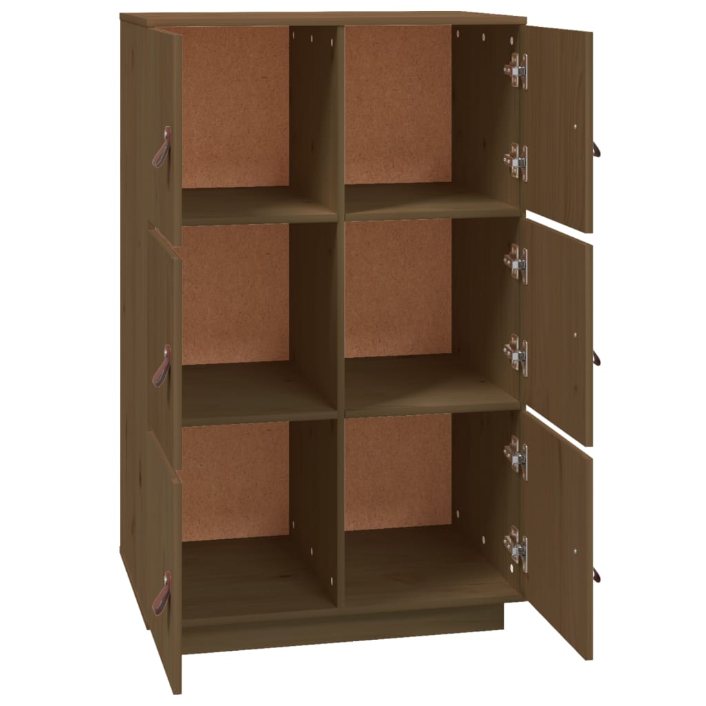 højskab 67x40x108,5 cm massivt fyrretræ gyldenbrun