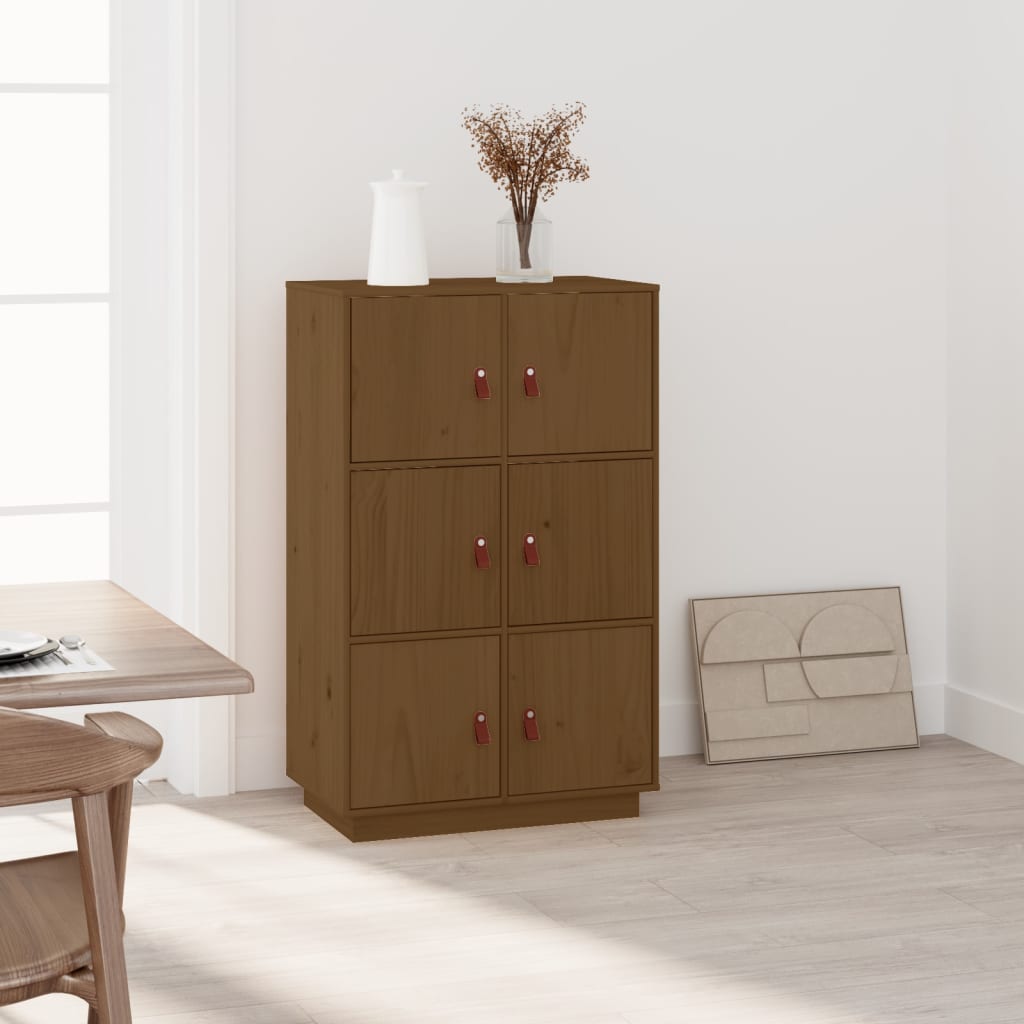 højskab 67x40x108,5 cm massivt fyrretræ gyldenbrun