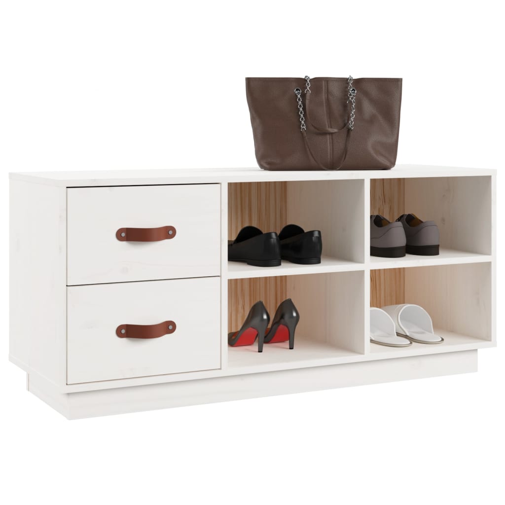 skobænk 100x34x45 cm massivt fyrretræ hvid