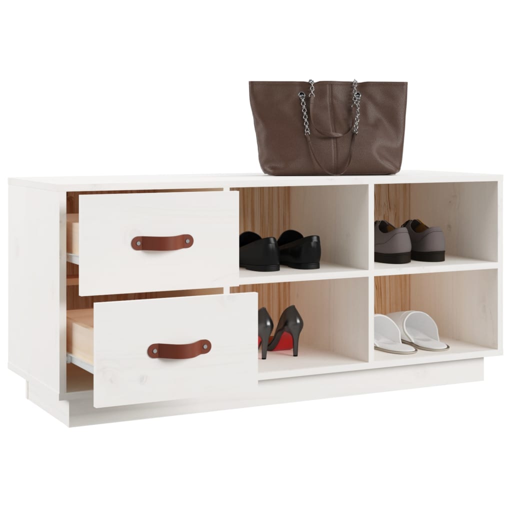 skobænk 100x34x45 cm massivt fyrretræ hvid