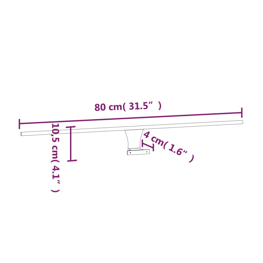 LED-spejllampe 80 cm 7,5 W 3000K varm hvidt lys