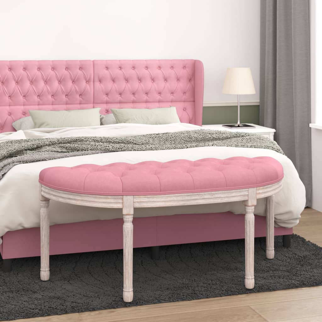bænk 110,5x45x49 cm velour lyserød