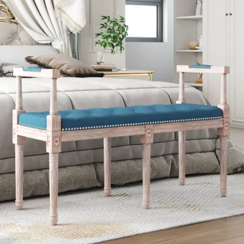 bænk 110x40x70 cm velour blå