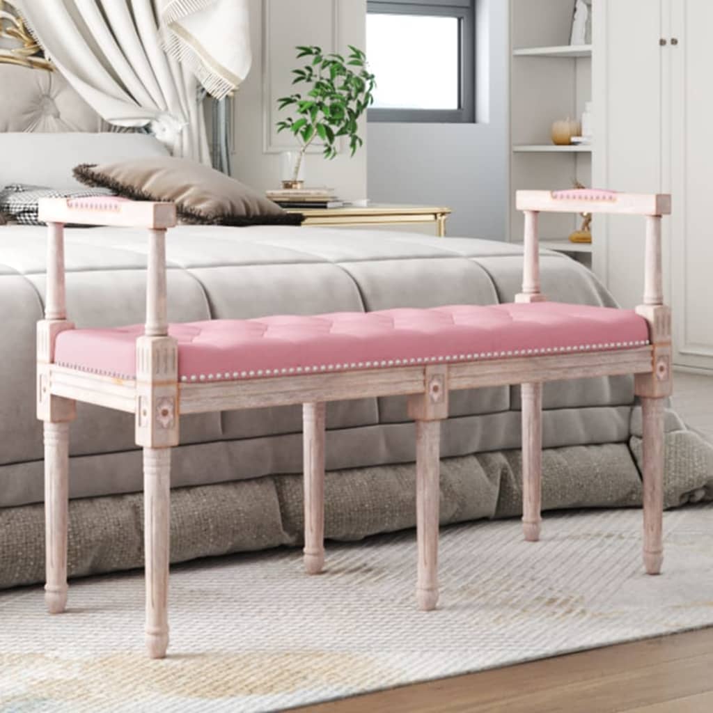 bænk 110x40x70 cm velour lyserød