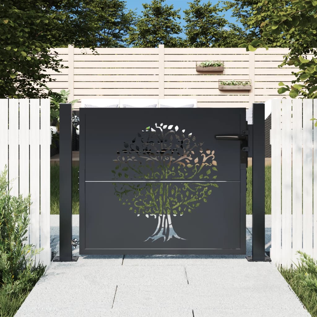 havelåge 105x105 cm stål trædesign antracitgrå
