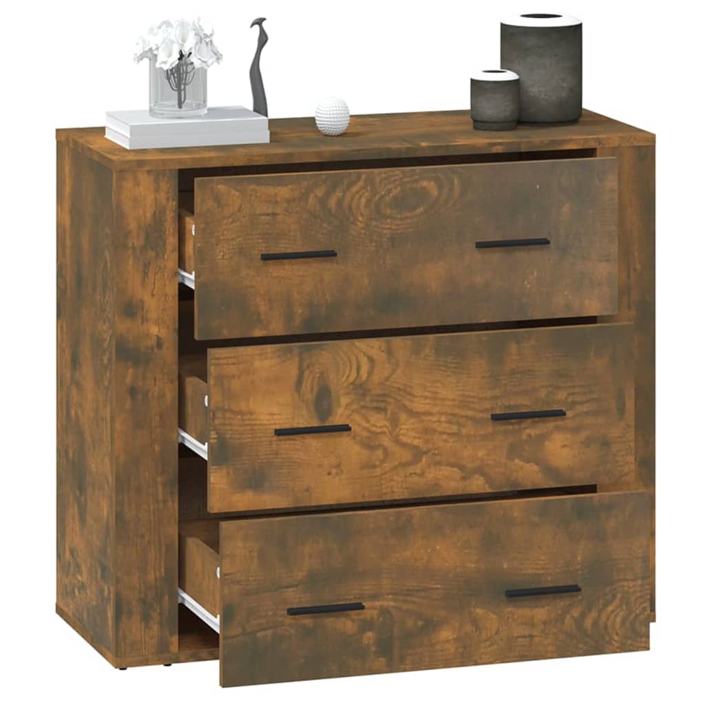 skænk 80x33x70 cm konstrueret træ røget egetræsfarve