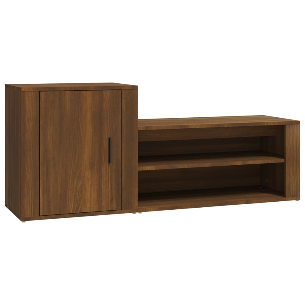skoskab 130x35x54 cm konstrueret træ brun egetræ