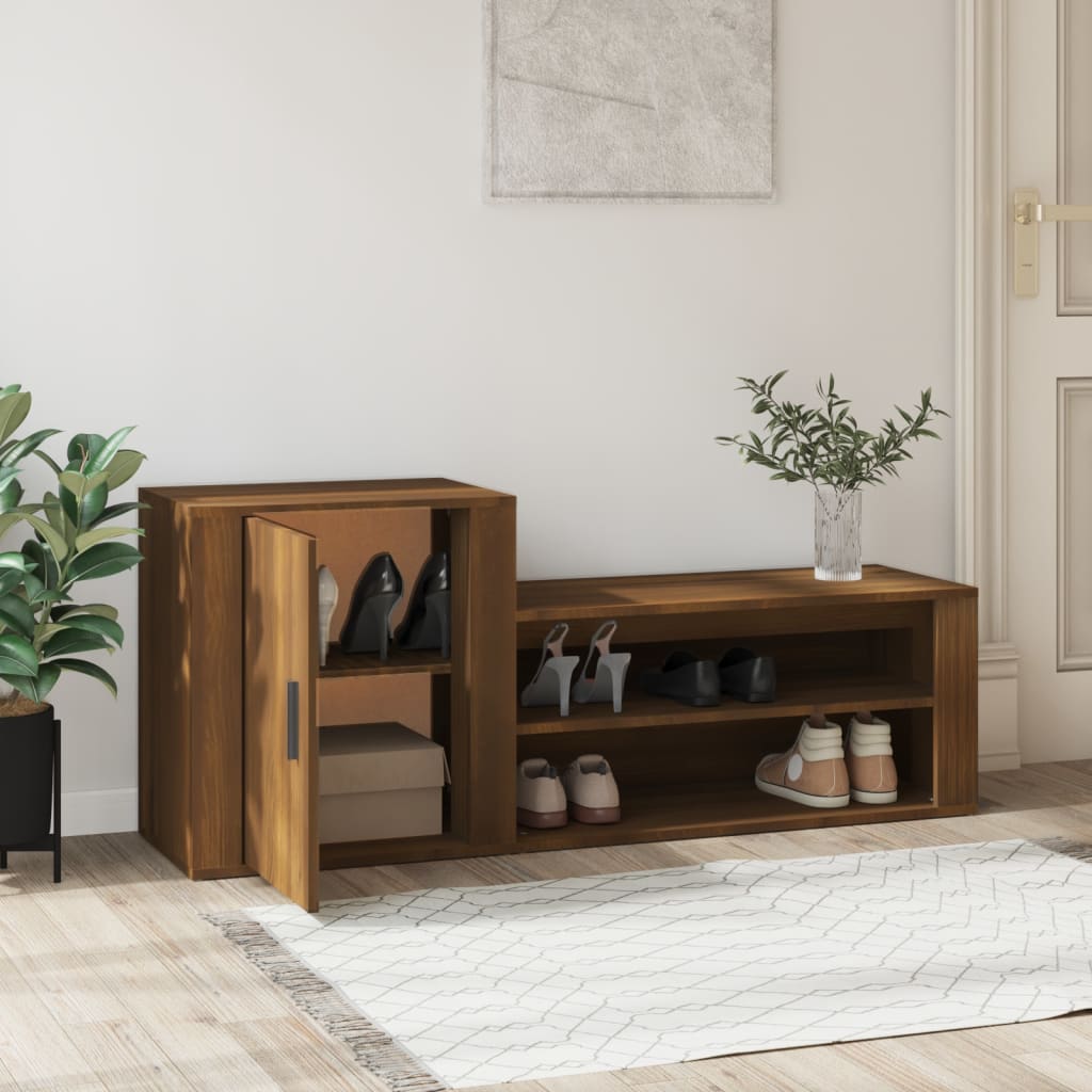 skoskab 130x35x54 cm konstrueret træ brun egetræ