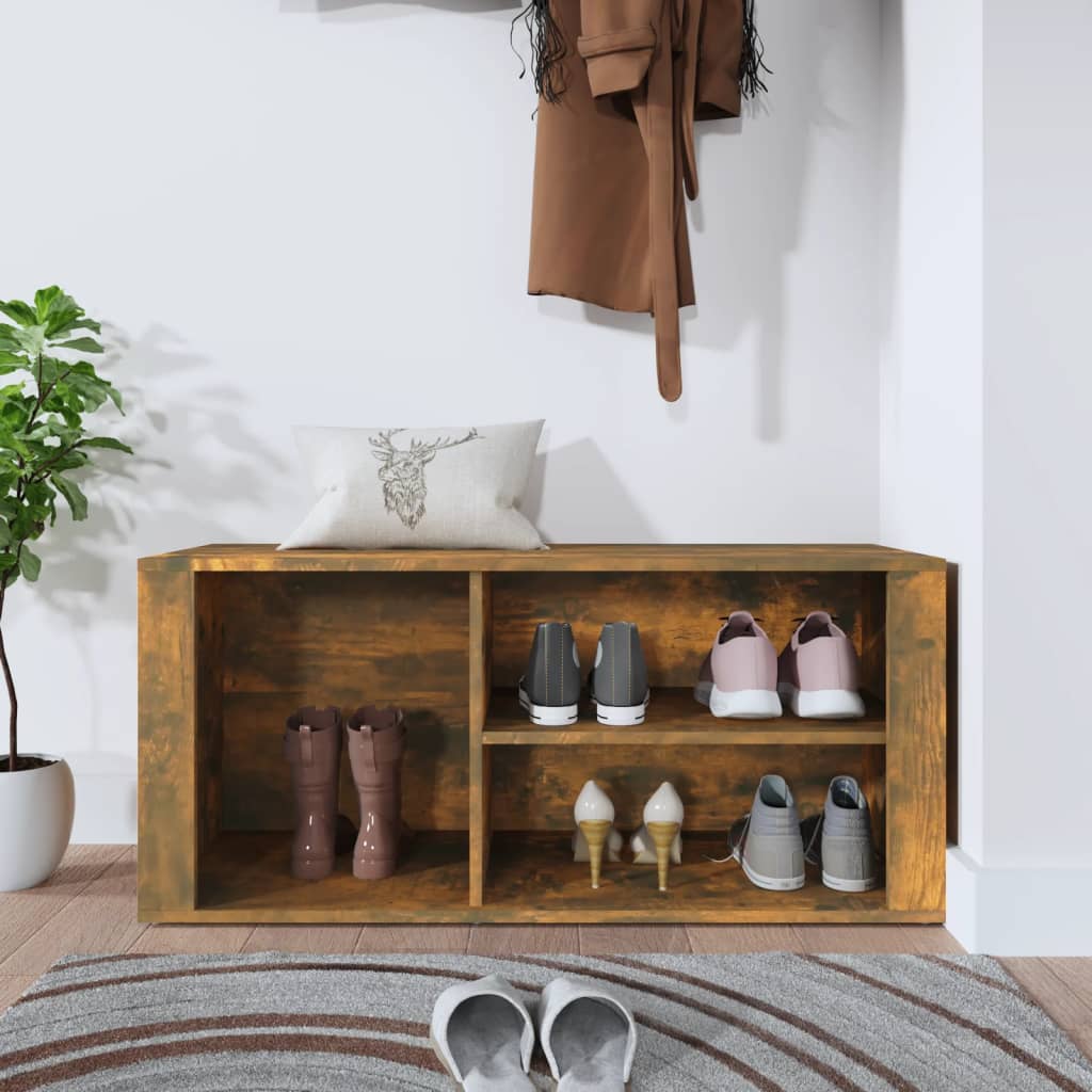 skoskab 100x35x45 cm konstrueret træ røget egetræsfarve