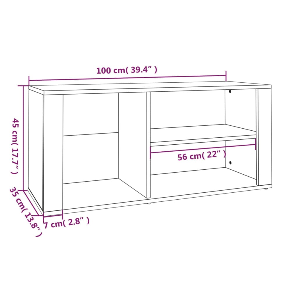 skoskab 100x35x45 cm konstrueret træ grå sonoma-eg