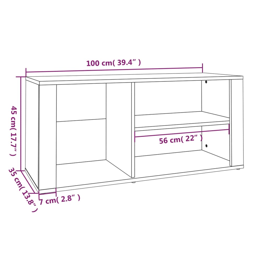 skoskab 100x35x45 cm konstrueret træ brun egetræ