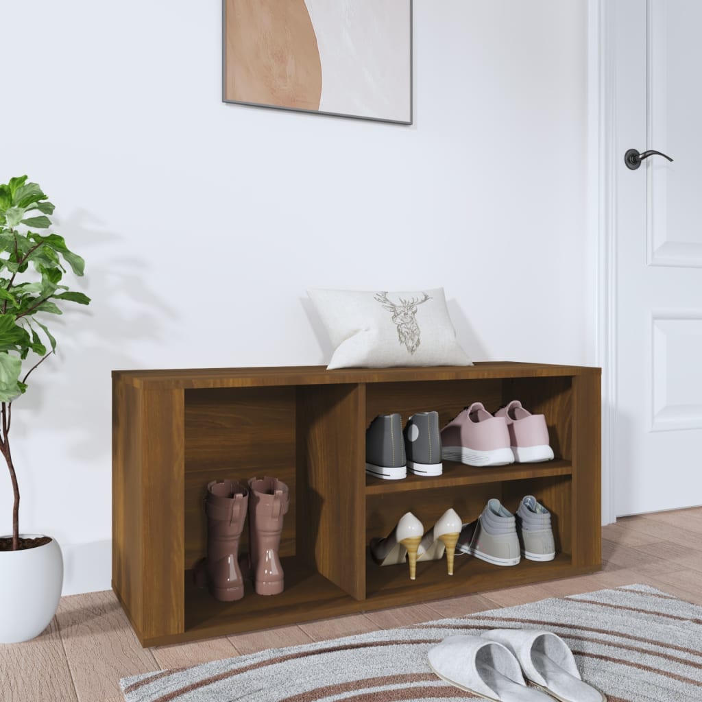 skoskab 100x35x45 cm konstrueret træ brun egetræ