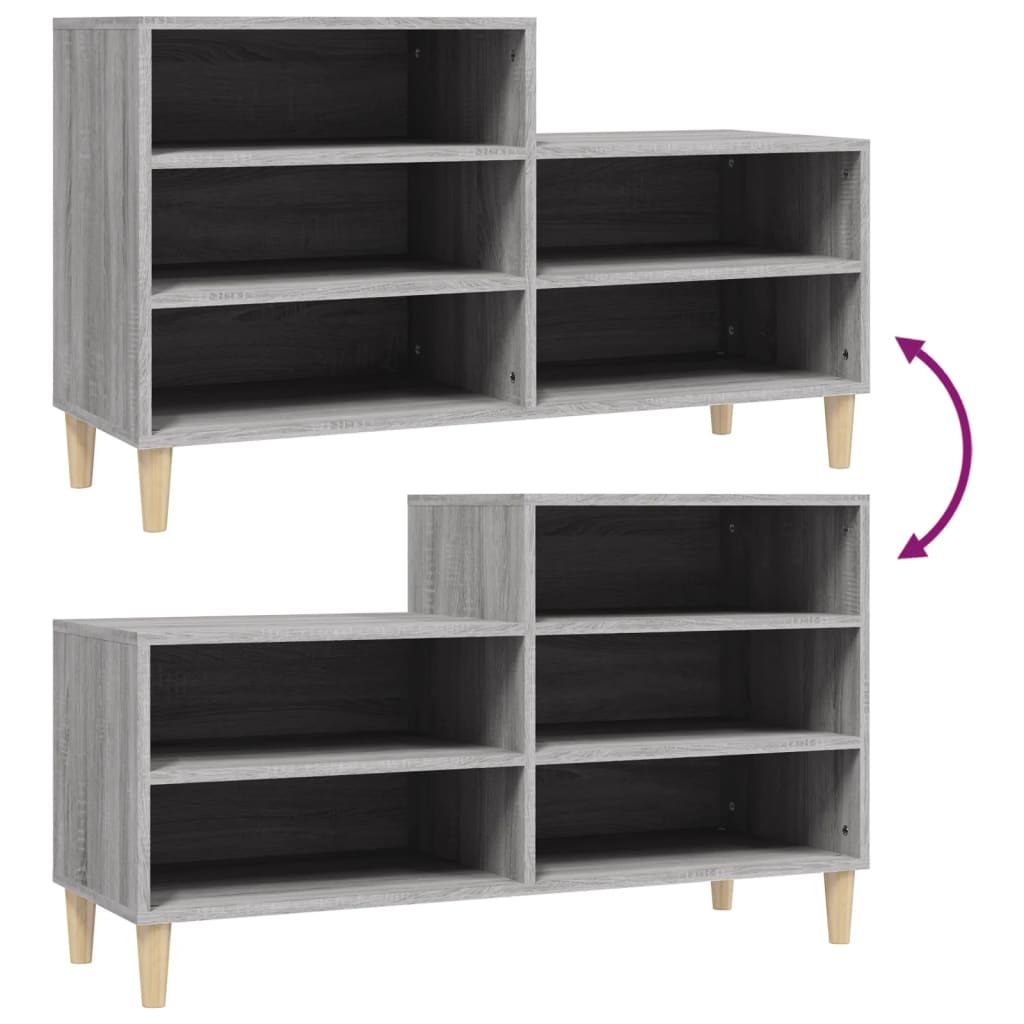 skoskab 102x36x60 cm konstrueret træ grå sonoma-eg