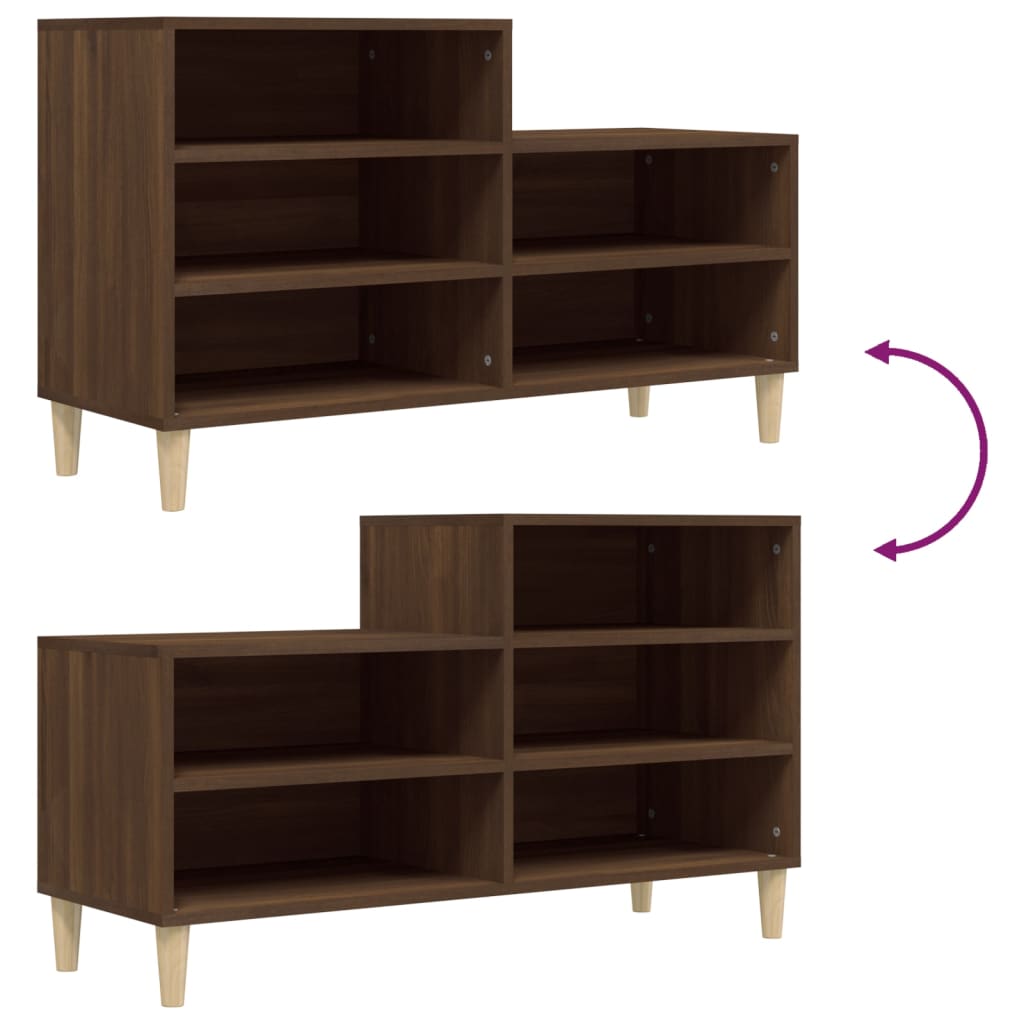 skoskab 102x36x60 cm konstrueret træ brun egetræ