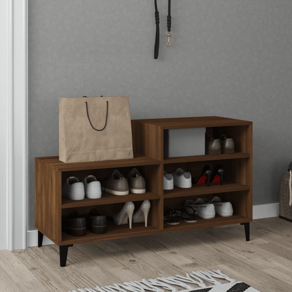 skoskab 102x36x60 cm konstrueret træ brun egetræ