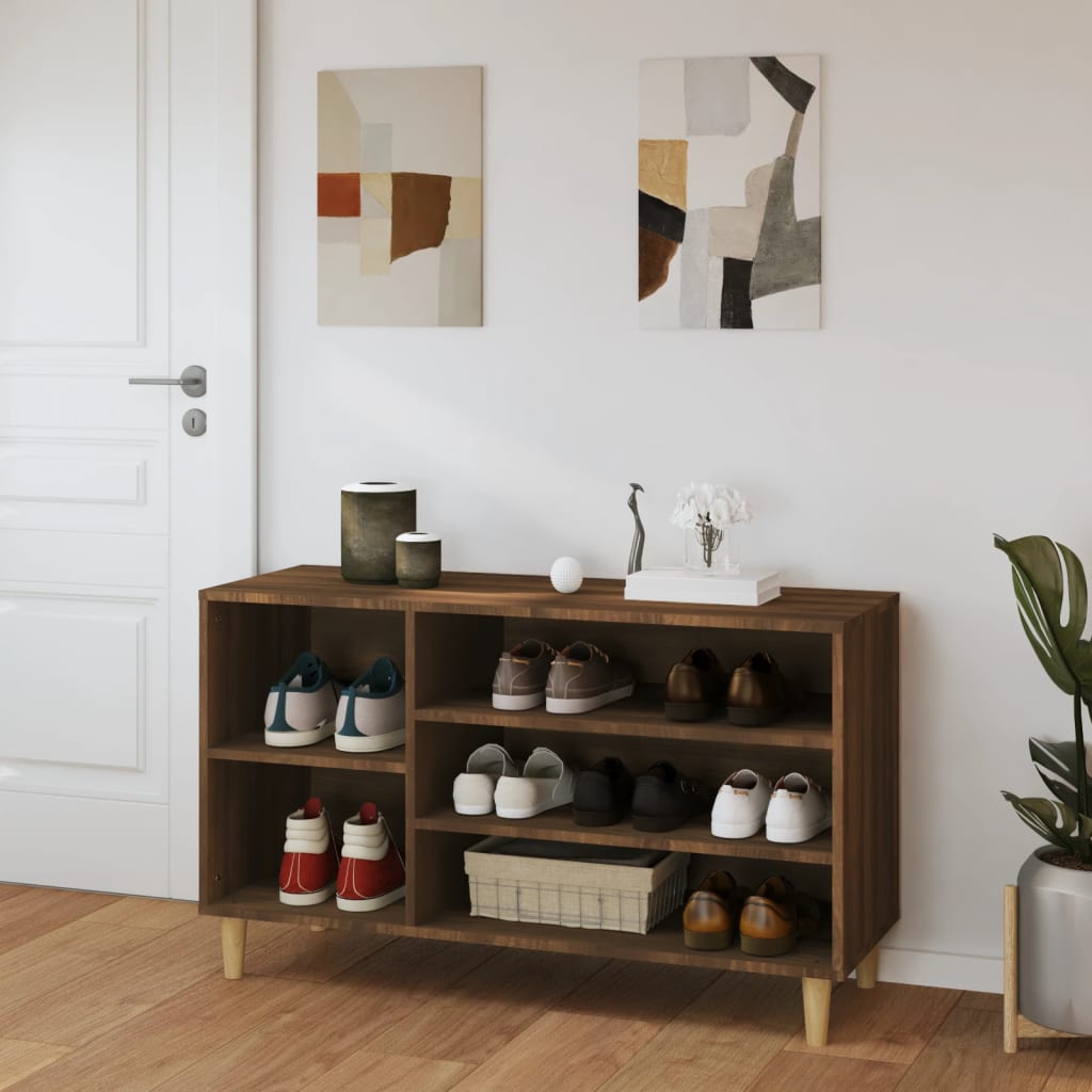 skoskab 102x36x60 cm konstrueret træ brun egetræ