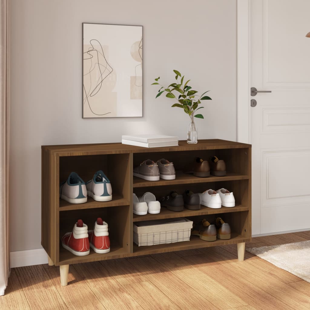 skoskab 102x36x60 cm konstrueret træ brun egetræ