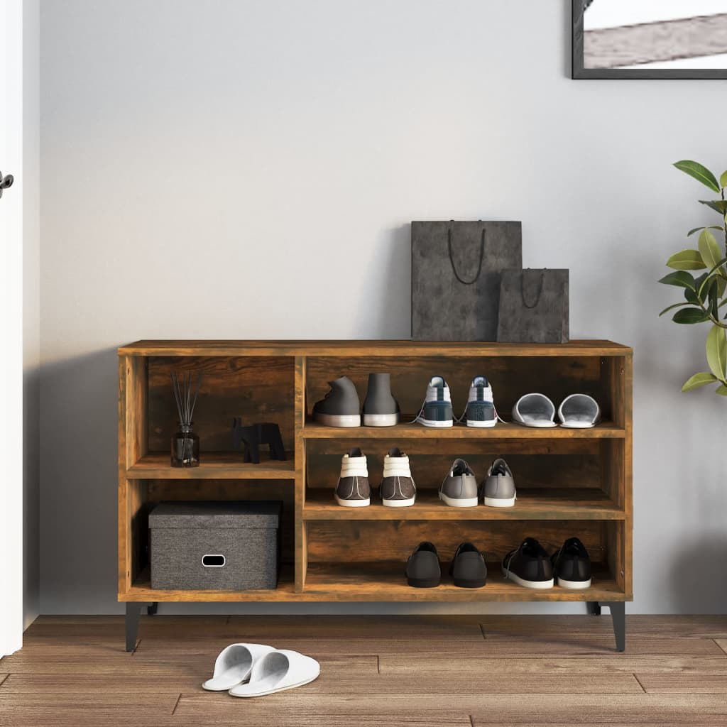 skoskab 102x36x60 cm konstrueret træ røget egetræsfarve