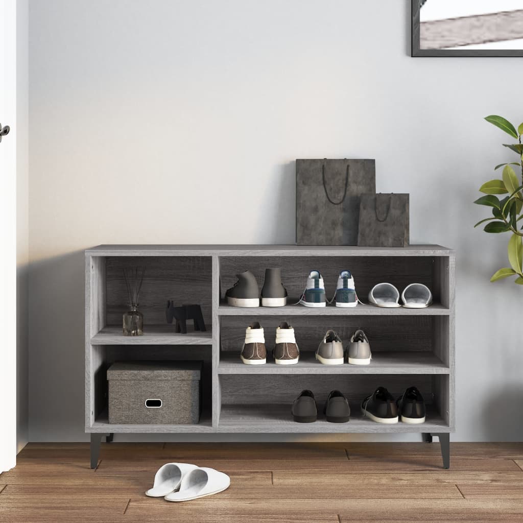 skoskab 102x36x60 cm konstrueret træ grå sonoma-eg