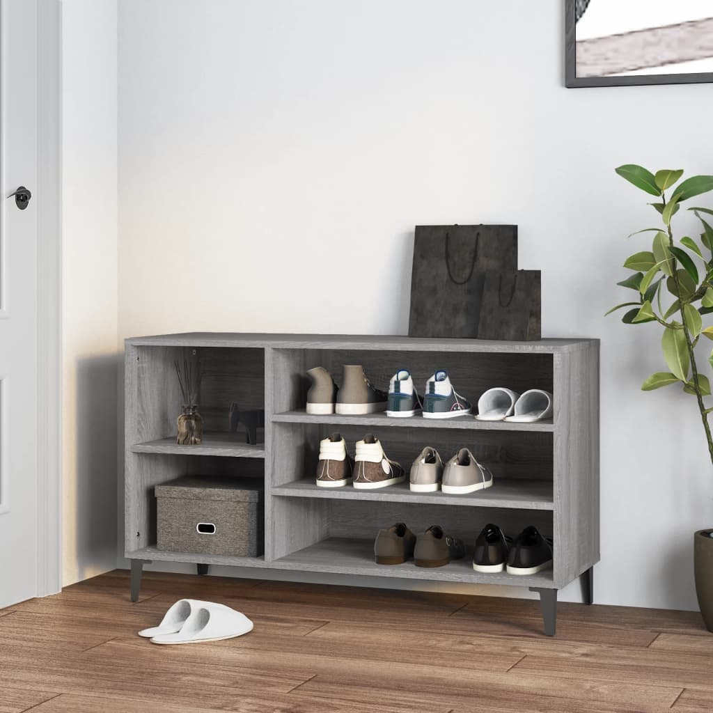 skoskab 102x36x60 cm konstrueret træ grå sonoma-eg
