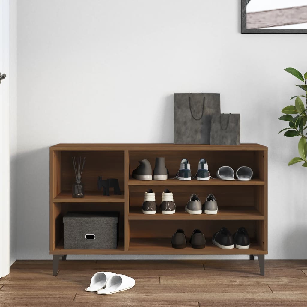 skoskab 102x36x60 cm konstrueret træ brun egetræ