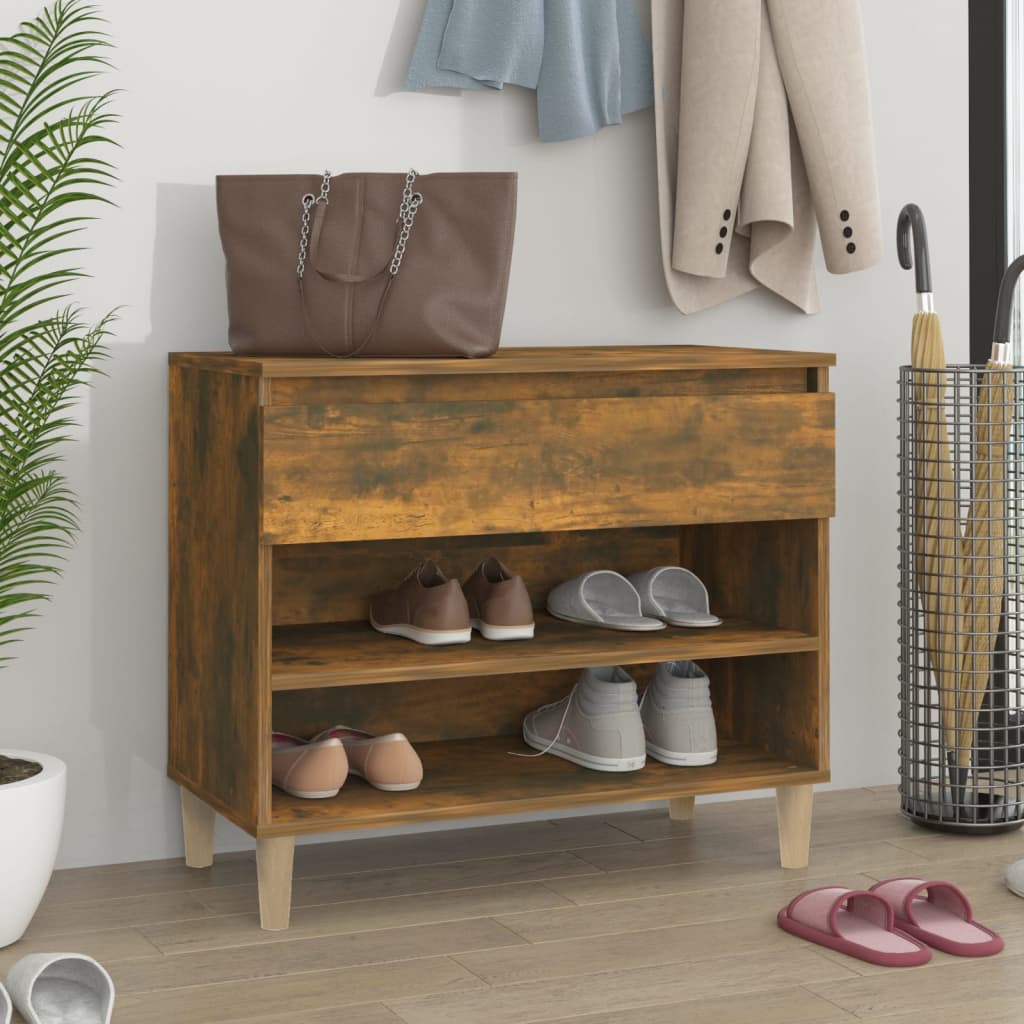 skoskab 70x36x60 cm konstrueret træ røget egetræsfarve
