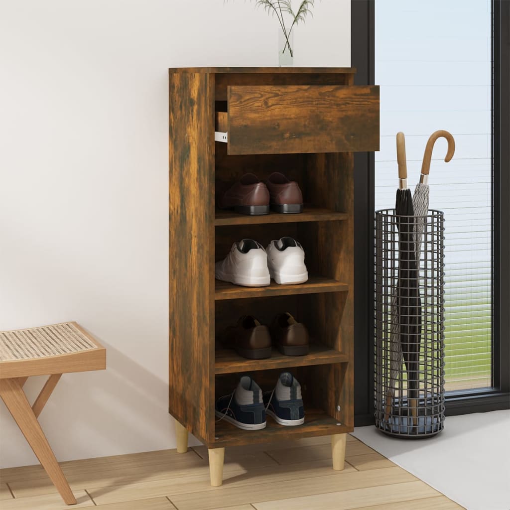 skoskab 40x36x105 cm konstrueret træ røget egetræsfarve
