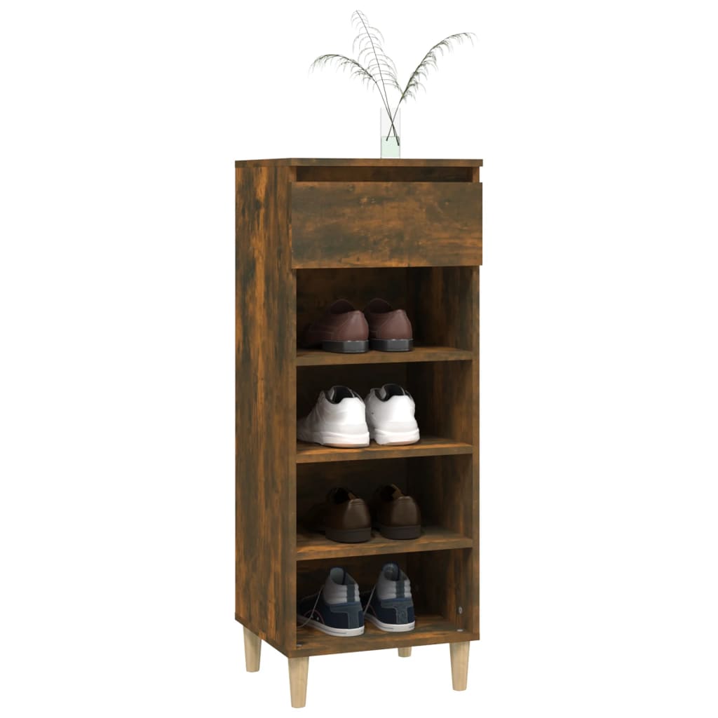 skoskab 40x36x105 cm konstrueret træ røget egetræsfarve